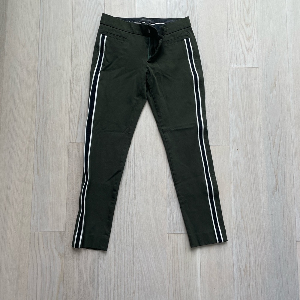 Banana Republic Dark Green Ankle Pants with White Stripes